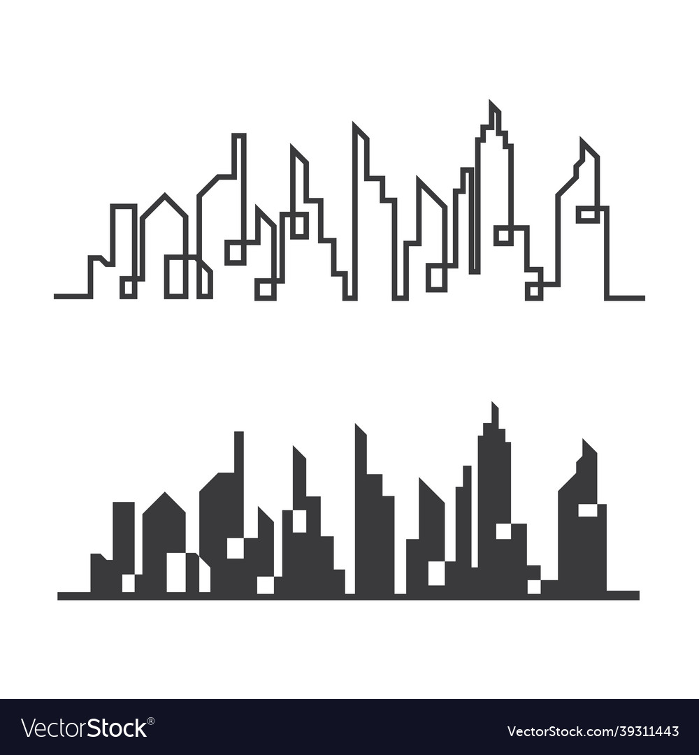 Modern City Skyline Silhouette In Flat Royalty Free Vector