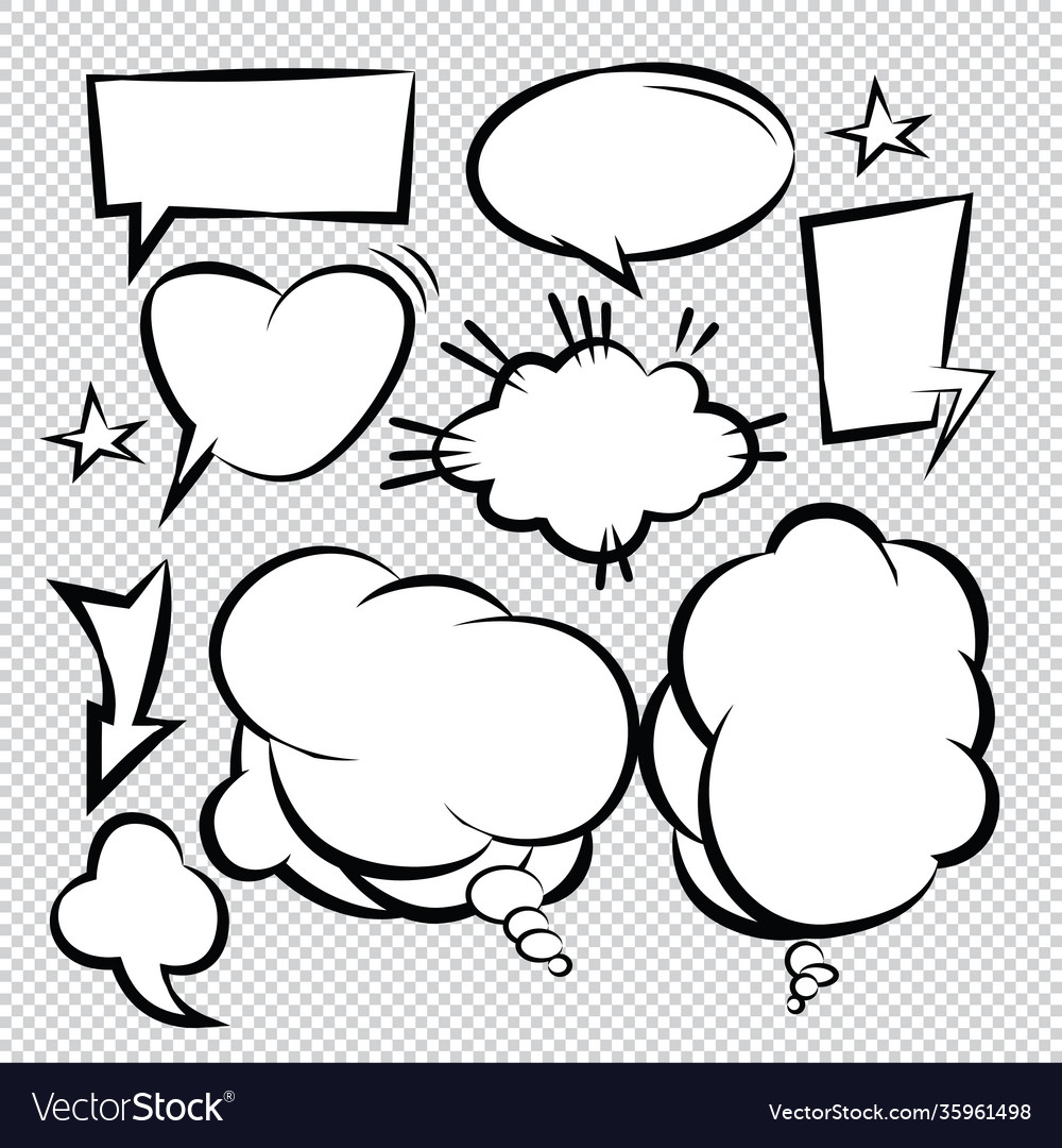 Comic Speech Bubbles Icons Collection Color Vector Image