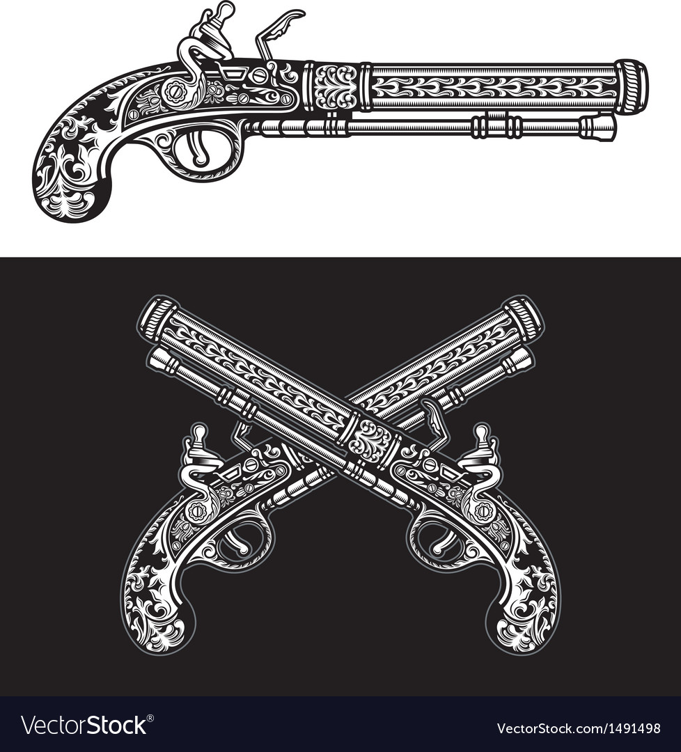 Flintlock Antique Pistol Royalty Free Vector Image