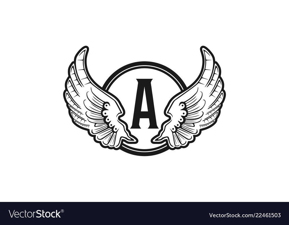 Letter A And Wing Emblem Logo Royalty Free Vector Image