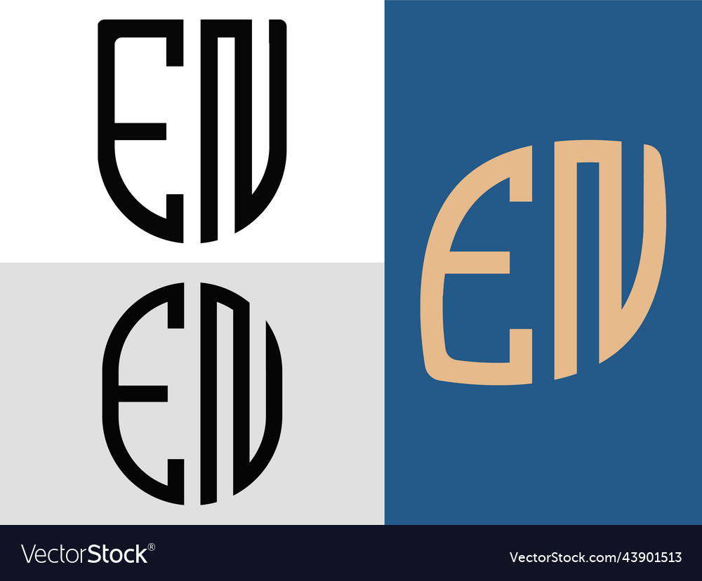 Creative Initial Letters En Logo Designs Bundle Vector Image