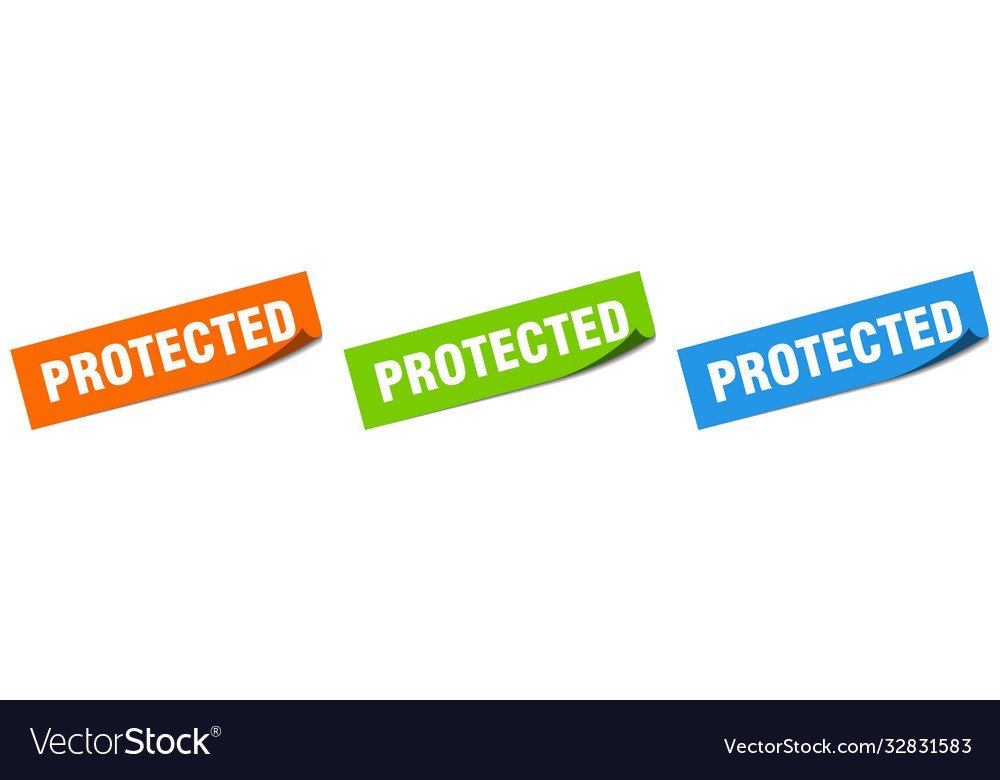 Protected Paper Peeler Sign Set Sticker Royalty Free Vector