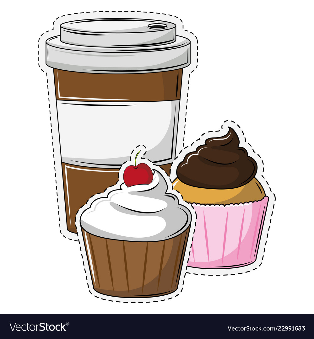 Coffee Cup And Cupcake Royalty Free Vector Image