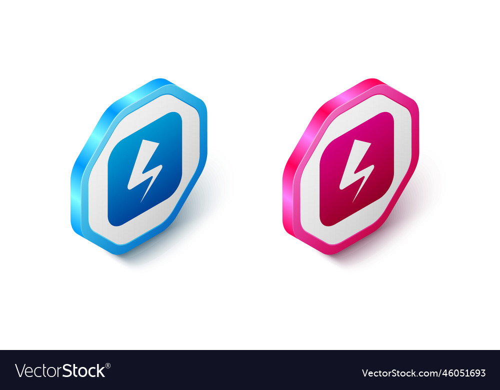 Isometric Lightning Bolt Icon Isolated On White Vector Image