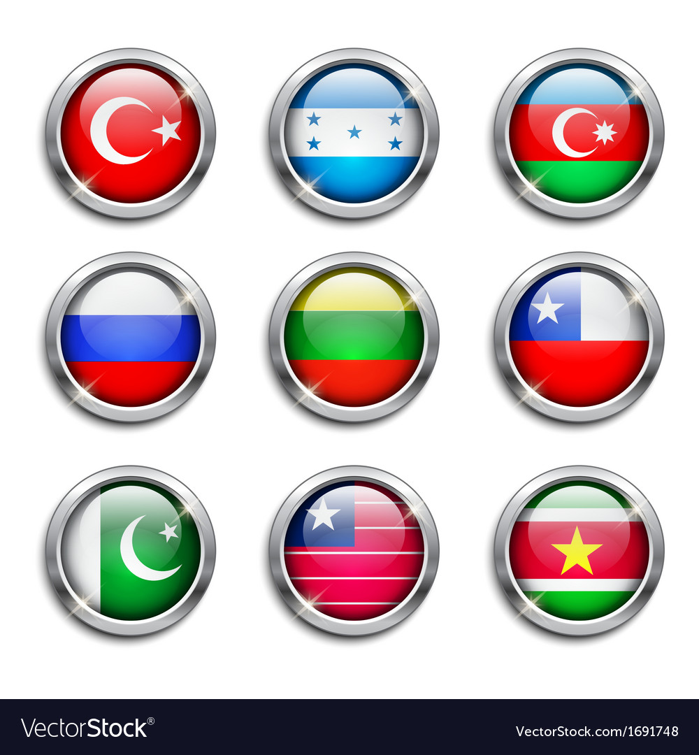 World Flags Round Buttons Royalty Free Vector Image