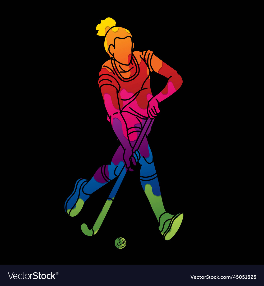 Field Hockey Sport Female Player Action Royalty Free Vector