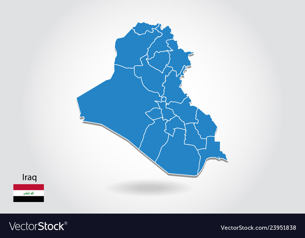 Iraq Map Design With 3d Style Blue Royalty Free Vector Image