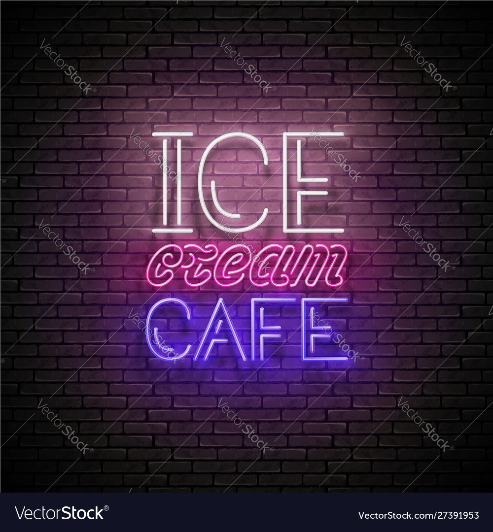 Vintage Glow Signboard With Ice Cream Caf Vector Image