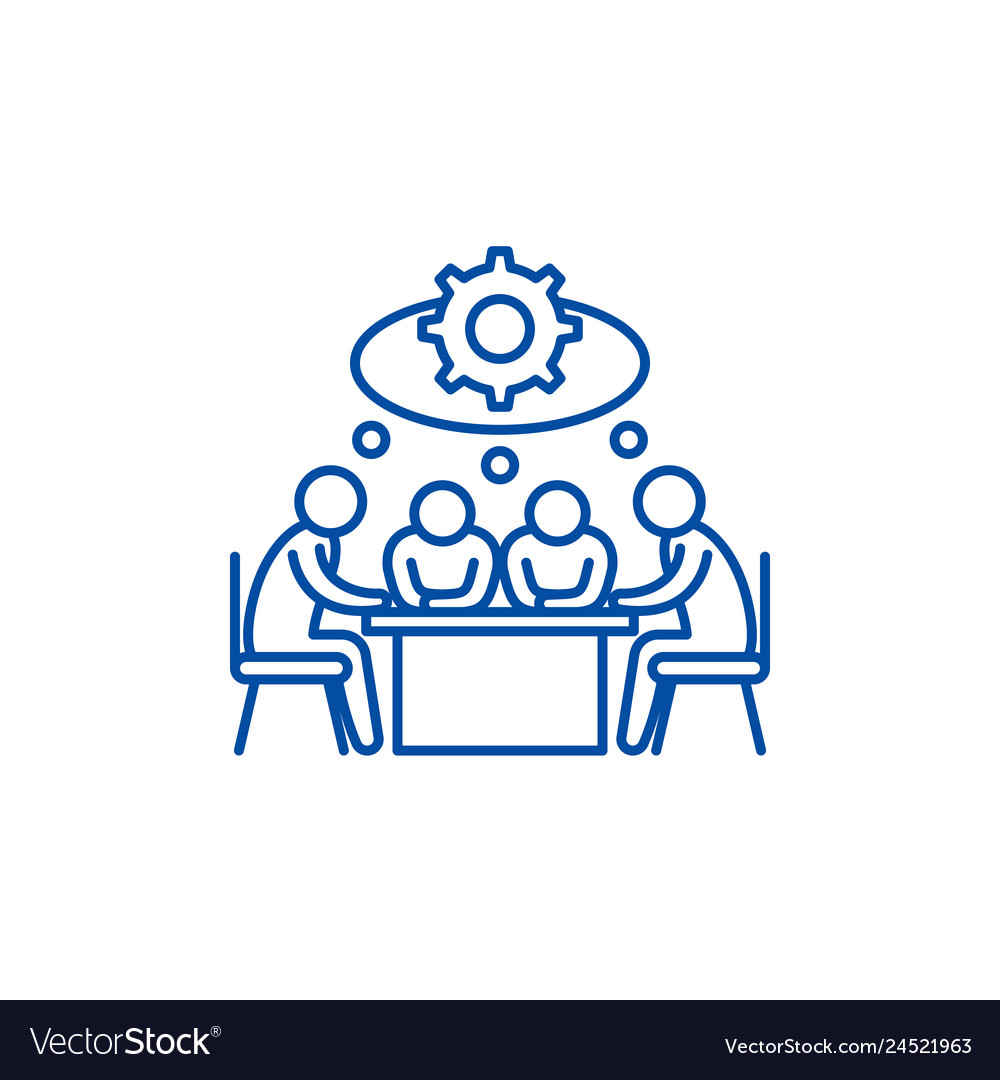 Brainstorming Line Icon Concept Brainstorming Vector Image