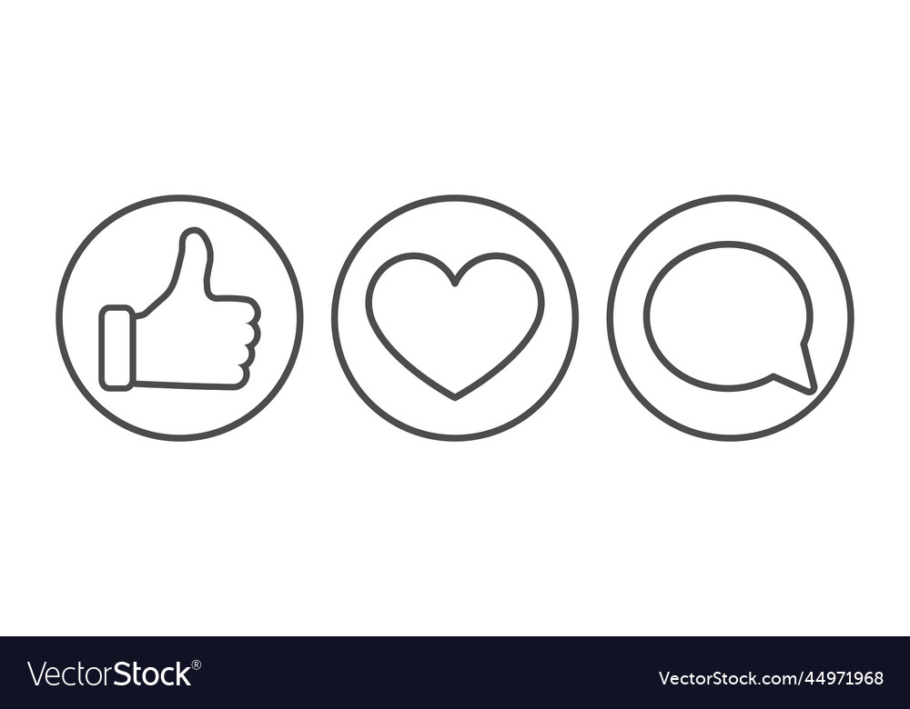 Outline Thumbs Up Like And Comment Social Media Vector Image