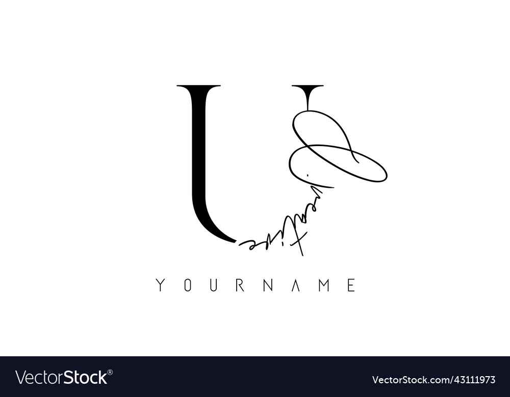 Creative Handwritten U Logo With Text Concept Vector Image