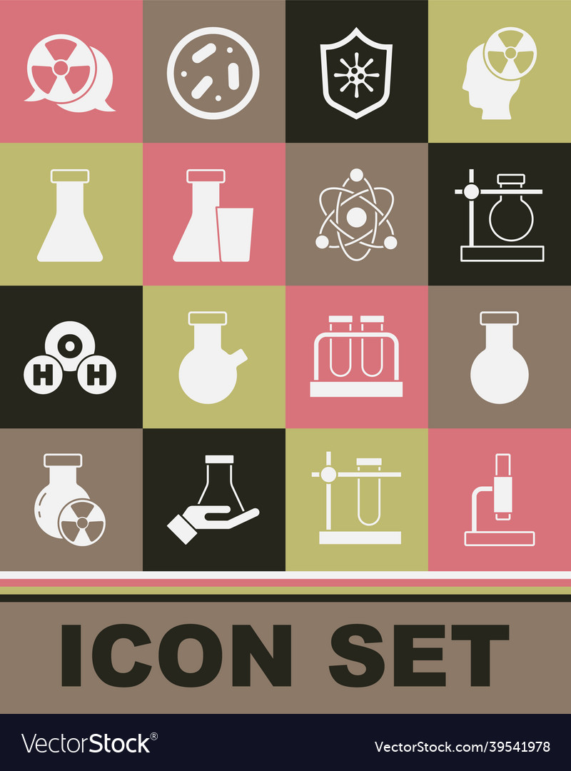 Set Microscope Test Tube And Flask On Stand Vector Image