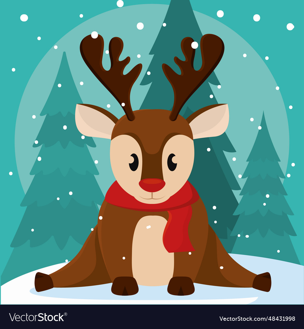 Isolated Cute Christmas Reindeer Character Vector Image