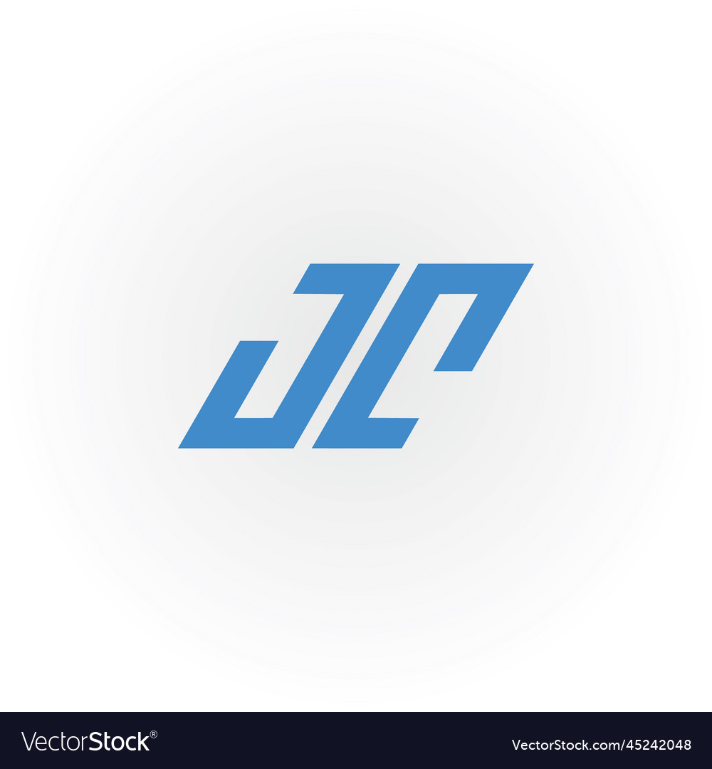 Abstract Initial Letter Jc Or Cj Logo In Blue Vector Image