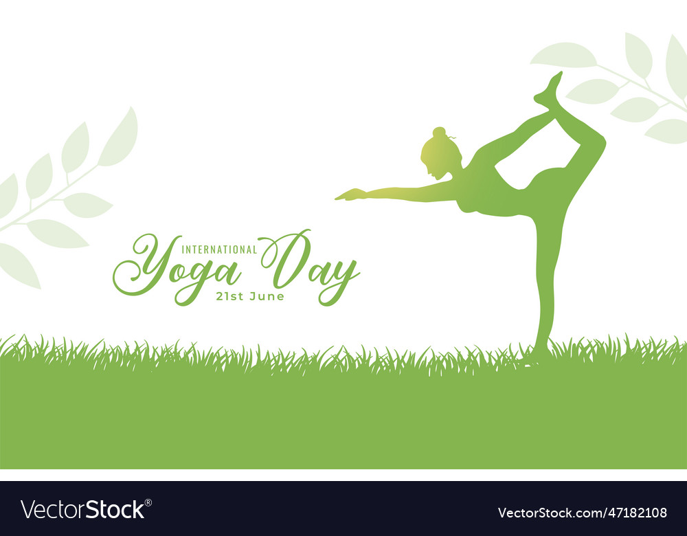 International Yoga Day Background With Women Vector Image