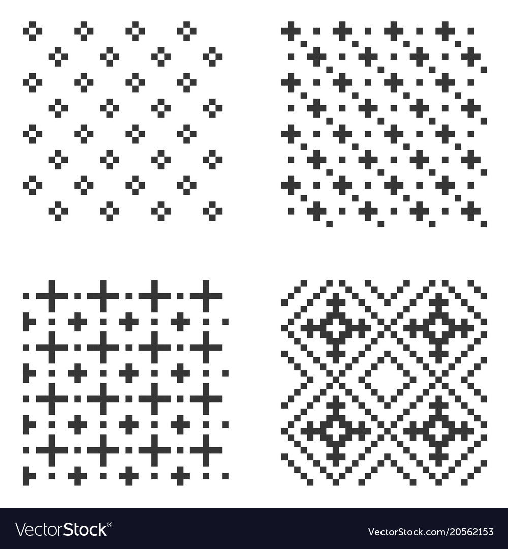 Pixel Seamless Pattern Set Royalty Free Vector Image