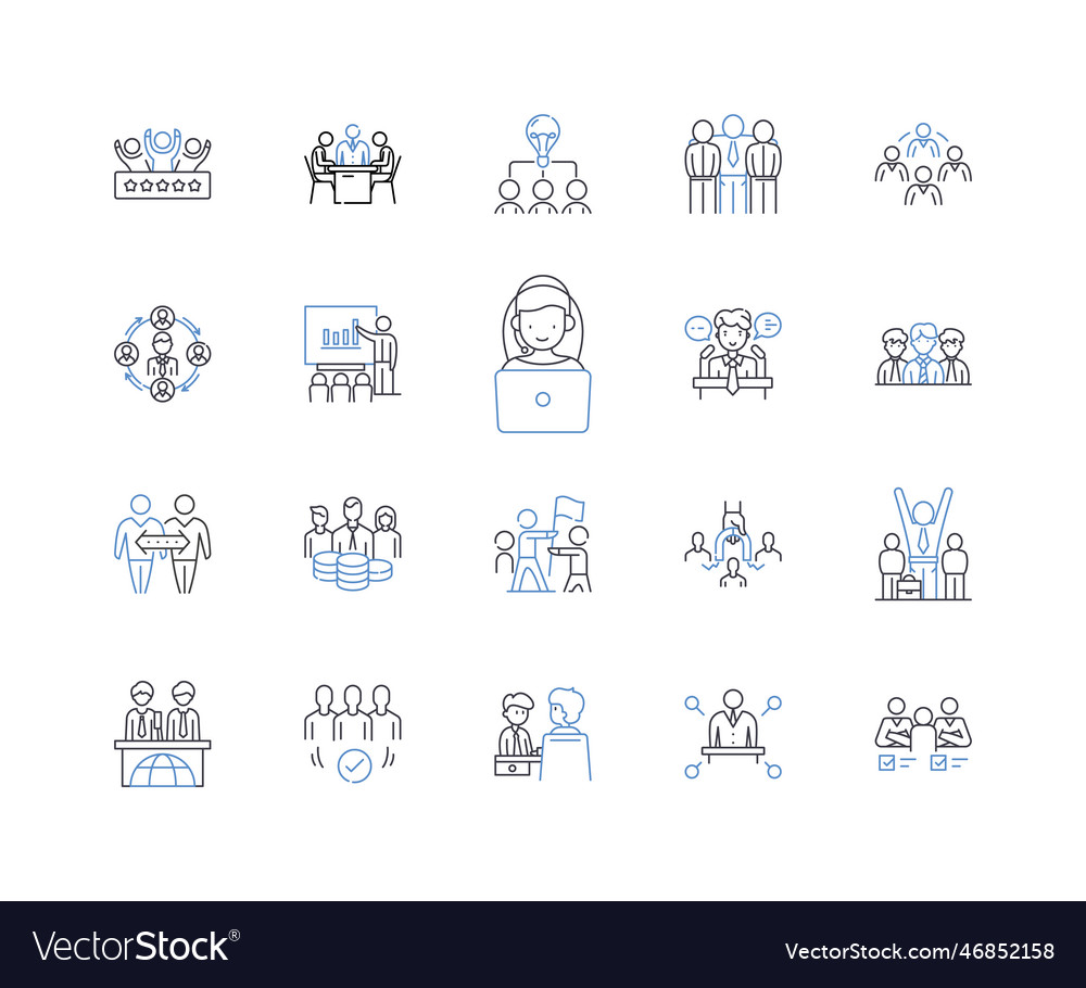 Management Roundtable Line Icons Collection Vector Image