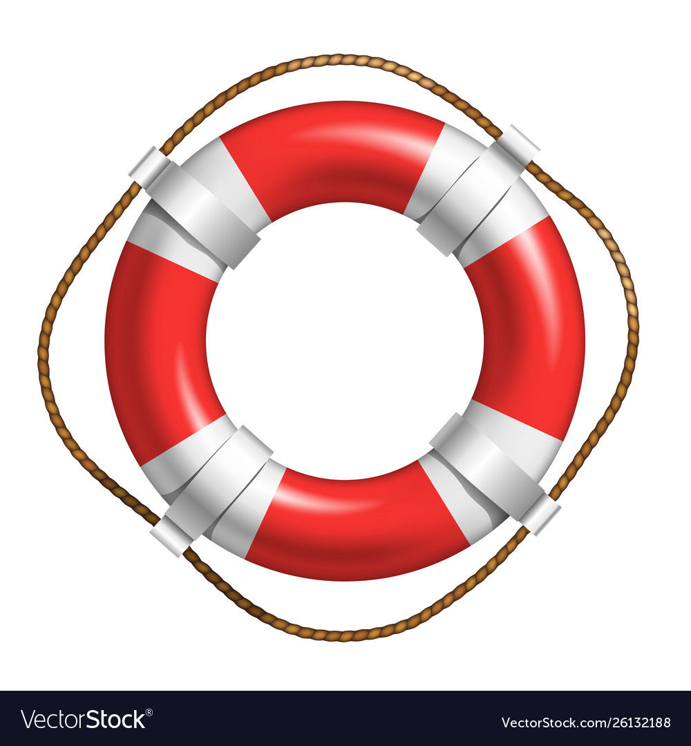 Red And White Lifebuoy For Help Life In Sea Vector Image