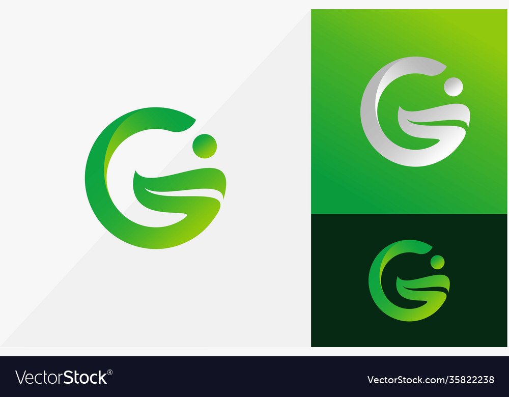 Letter G Green Leaf Logo Design Modern Logo Vector Image