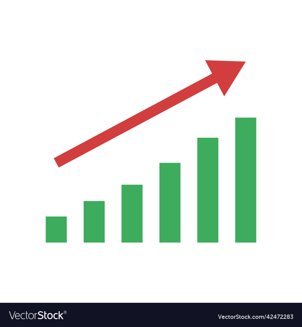 Red Arrow And Bar Graph Icon Royalty Free Vector Image