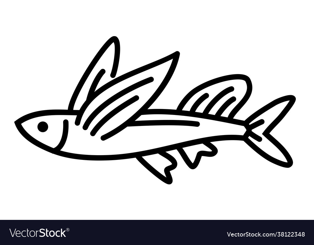 Exocoetidae Flying Fish Icon Fish Icon Glyph Vector Image