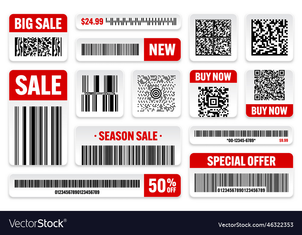 Set Of Product Barcodes And Qr Codes Special Vector Image