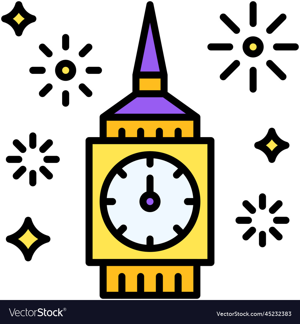 Clock Tower Icon New Year Realated Royalty Free Vector Image