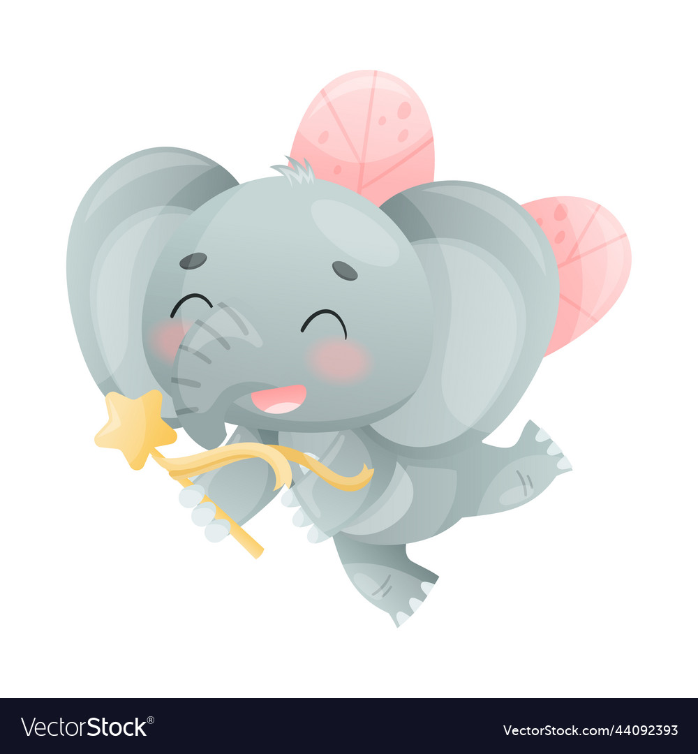 Funny Grey Elephant With Large Ear Flaps And Trunk