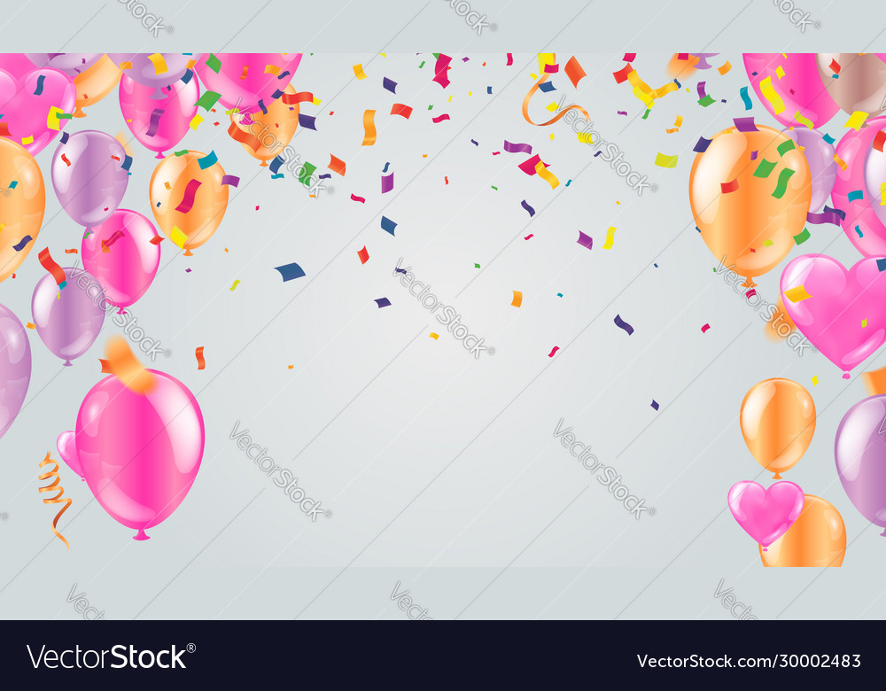 Cover With Colored Balloons Garlands And Confetti Vector Image