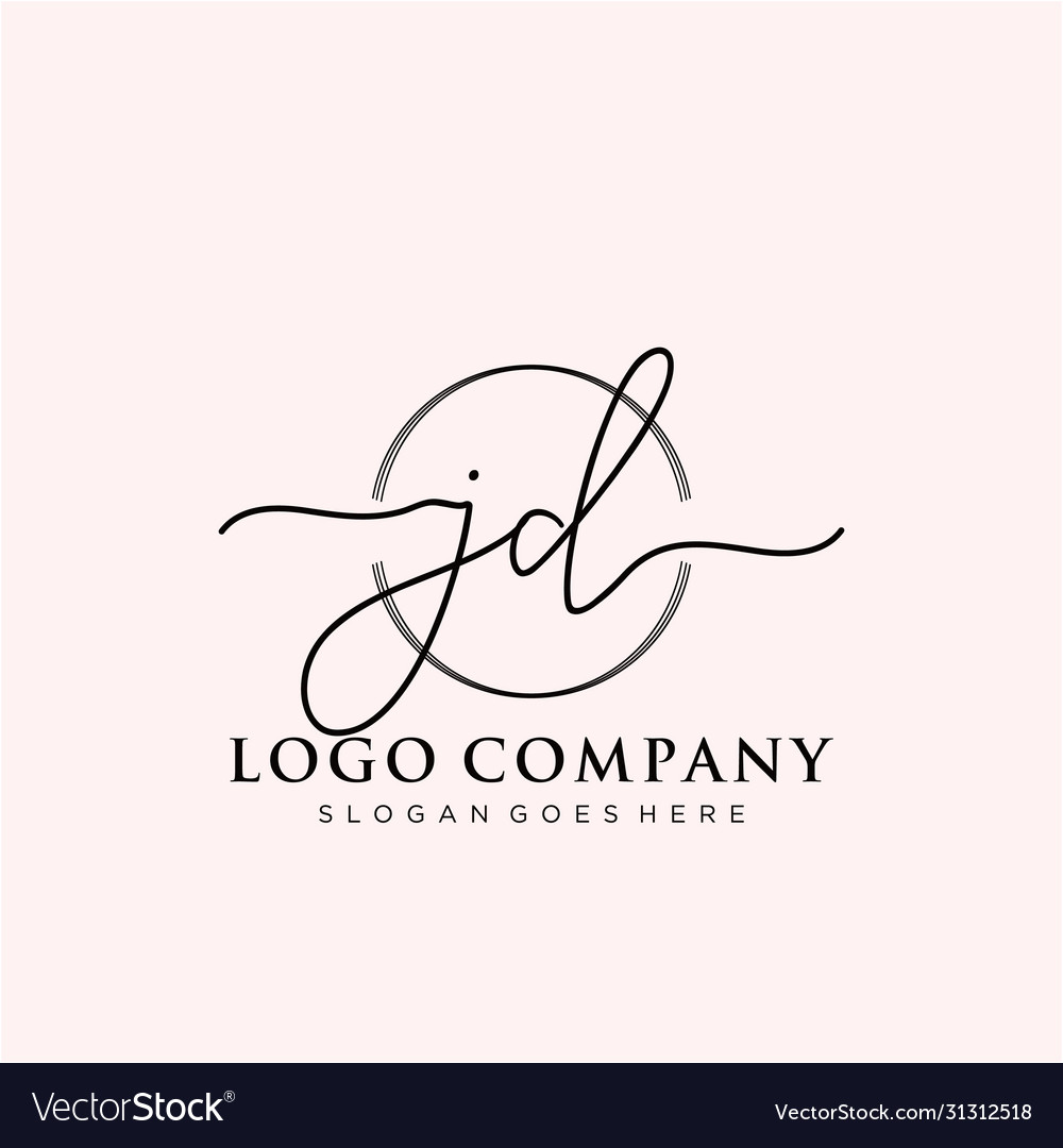 Jd Initial Handwriting Logo Design Royalty Free Vector Image