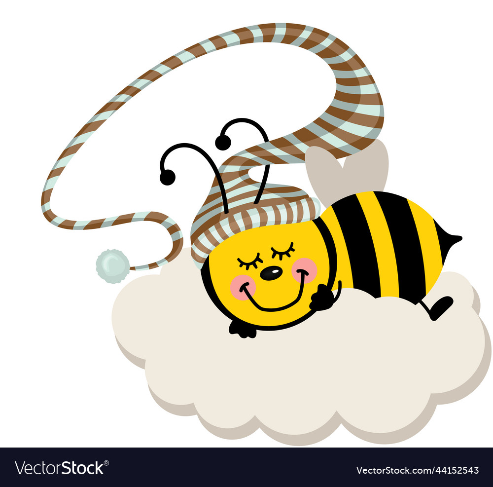 Cute Bee Sleeping With Hat Royalty Free Vector Image