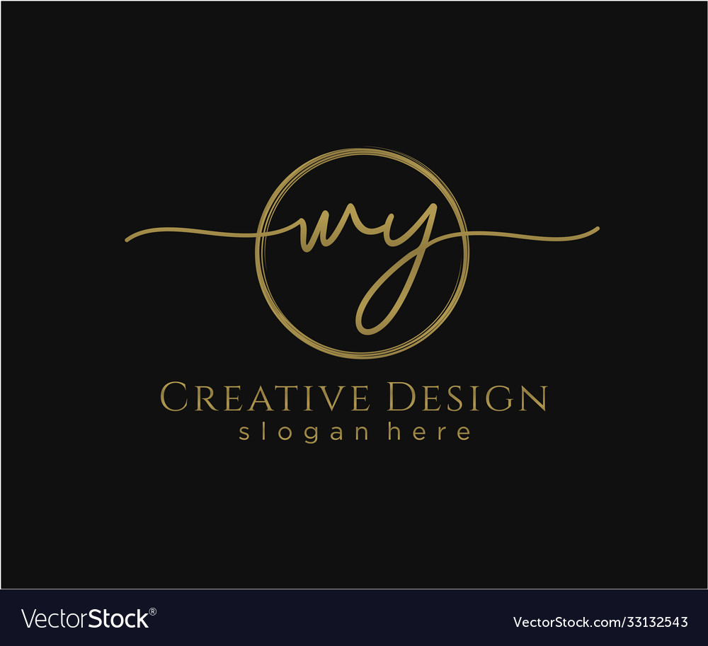 Initial Wy Handwriting Logo With Circle Template Vector Image