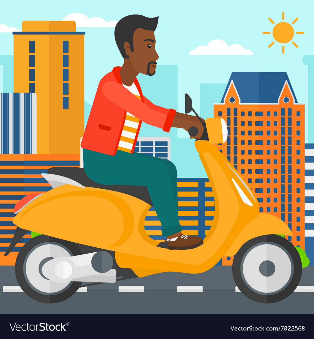 Man Riding Scooter Royalty Free Vector Image Vectorstock