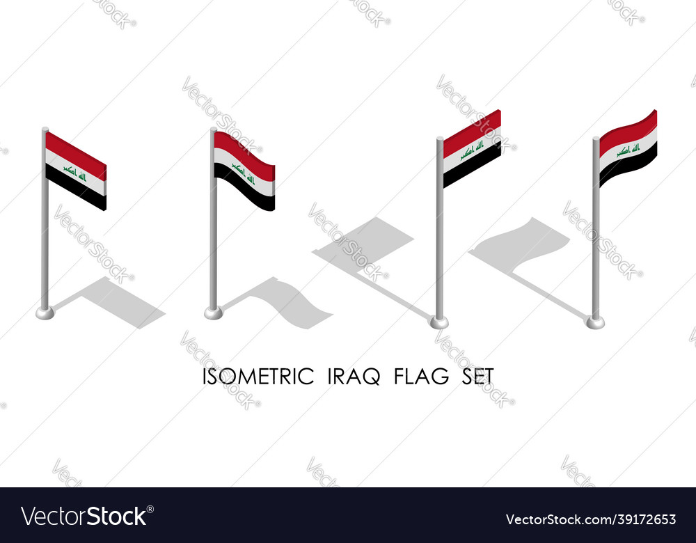 Isometric Flag Of Republic Iraq In Static Vector Image