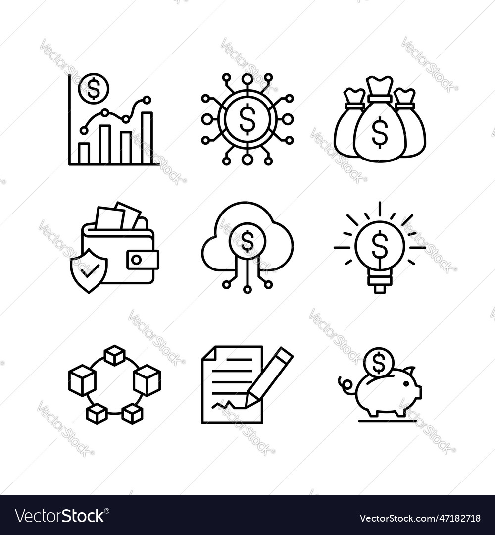 Business And Financial Icons Set Design Fintech Vector Image