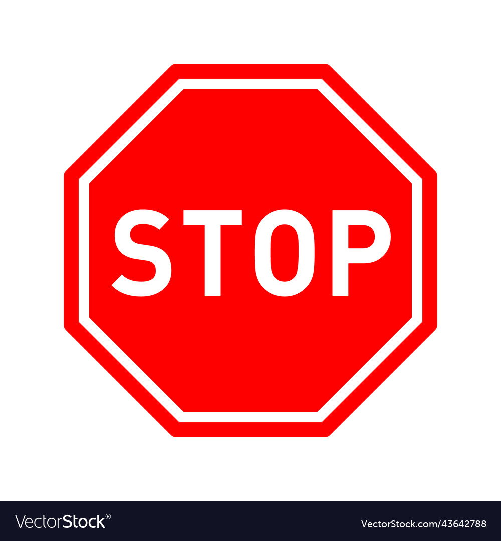 Red Stop Sign Traffic Regulatory Warning Stop Vector Image