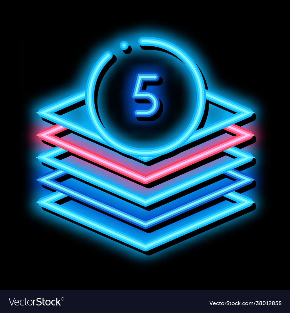 Five Layers Neon Glow Icon Royalty Free Vector Image