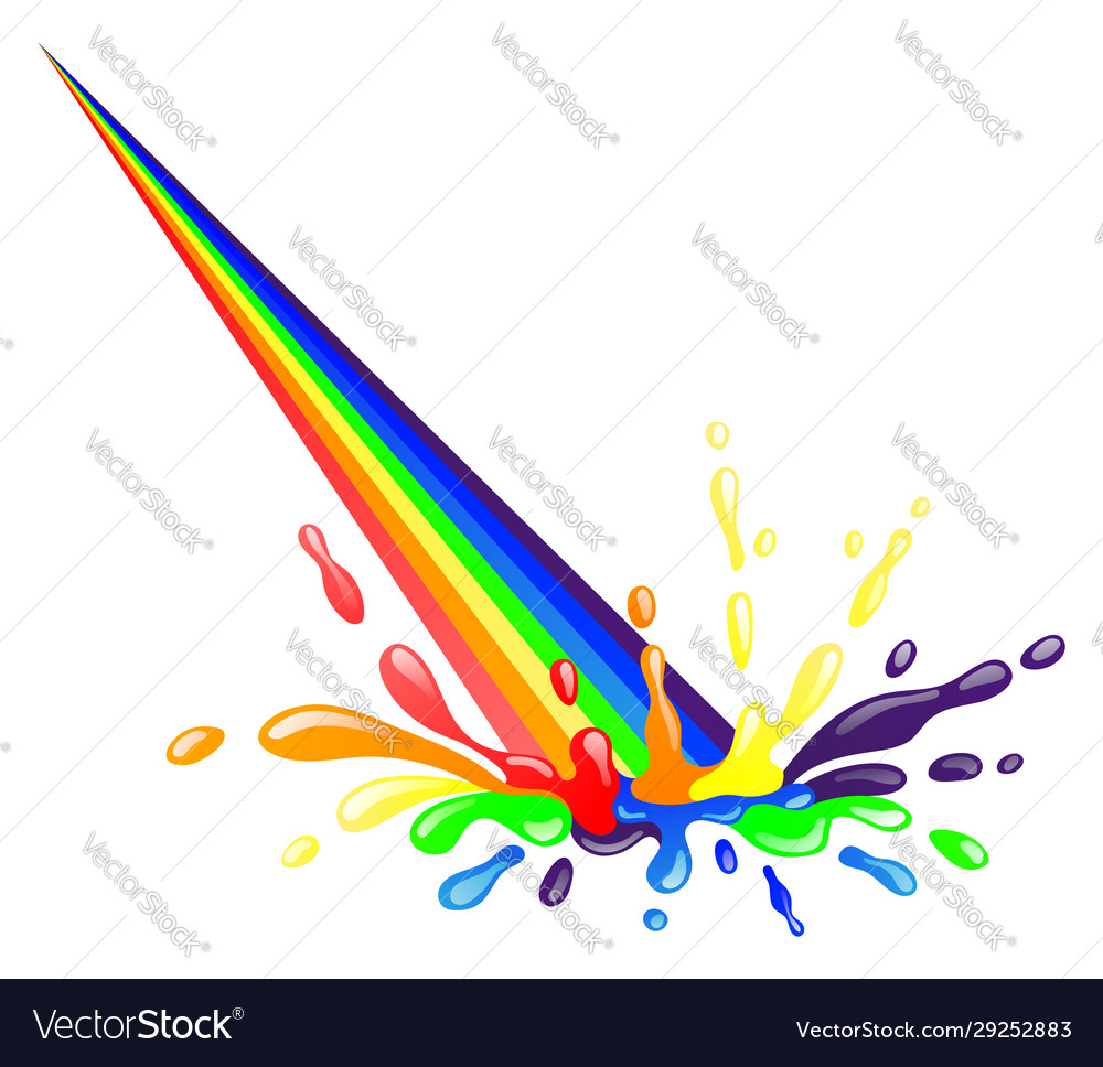 Rainbow And Colorful Splash With Drops Royalty Free Vector