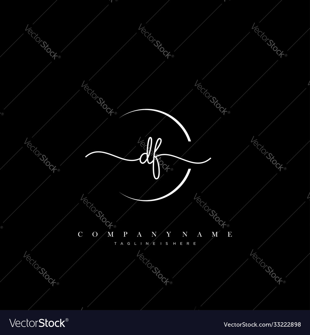 Df Initial Handwriting Minimalist Geometric Logo Vector Image