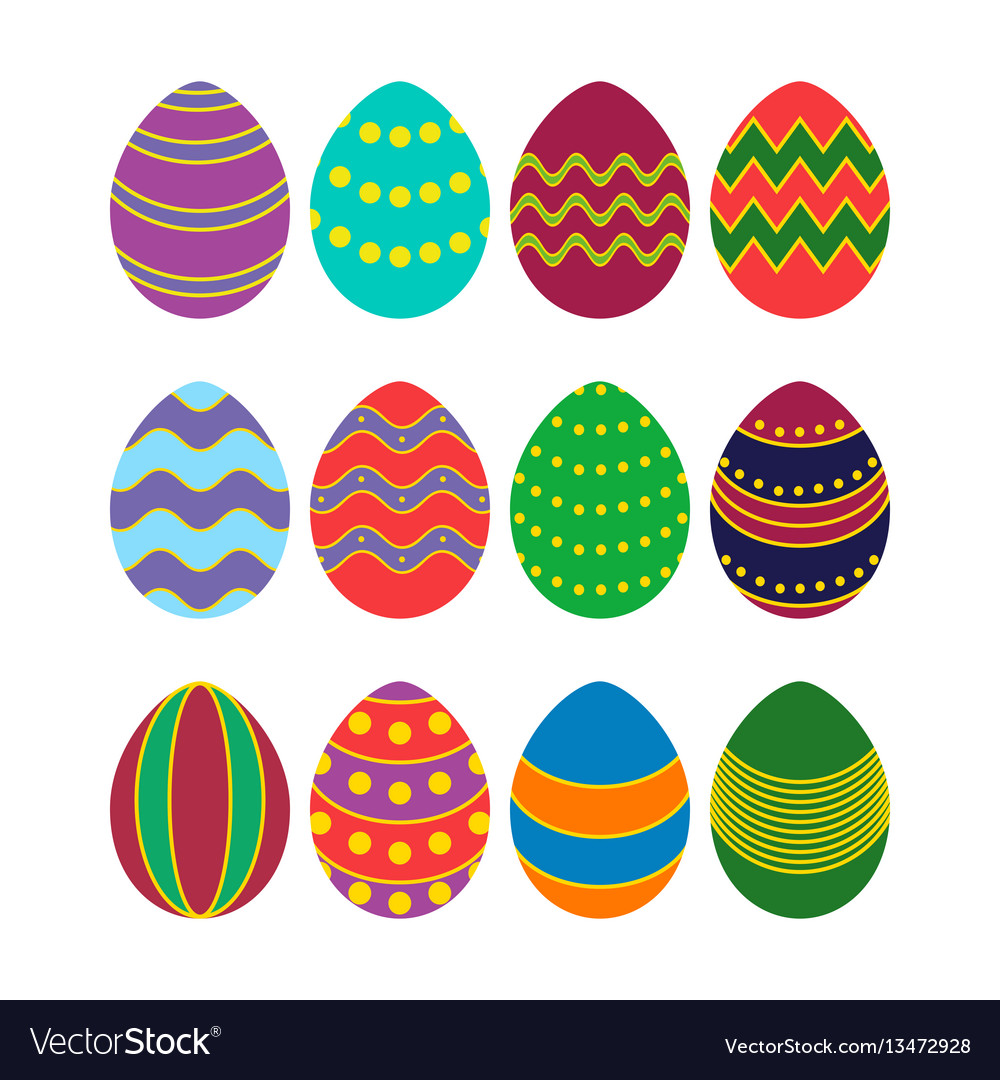 Colored Silhouettes Easter Eggs Royalty Free Vector Image