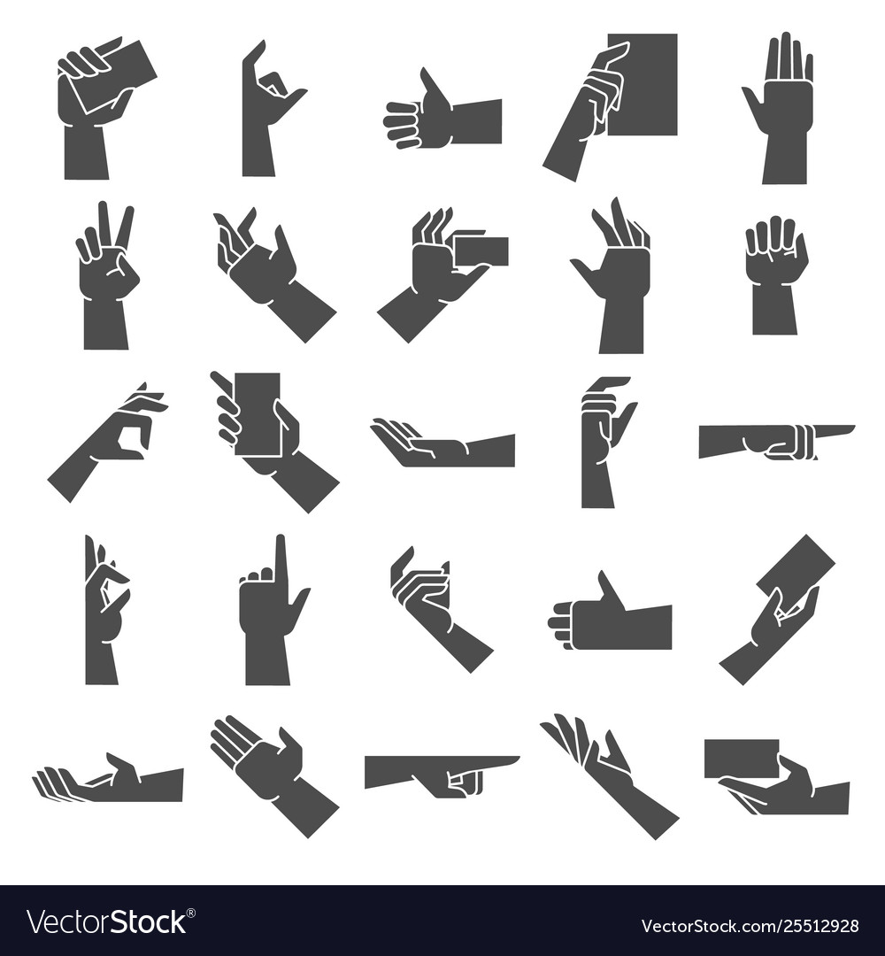 Hand Gesture Silhouette Pointing Hand Gesture Vector Image