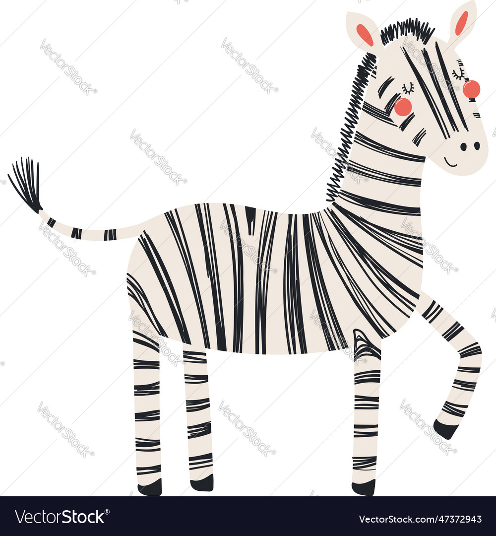 Cute Funny Zebra Cartoon Character Royalty Free Vector Image