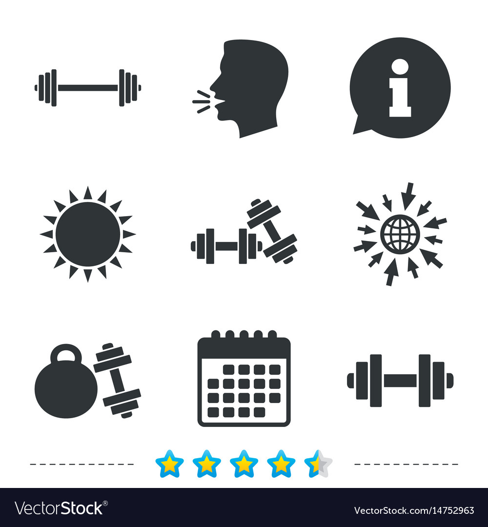 Dumbbells Icons Fitness Sport Symbols Royalty Free Vector