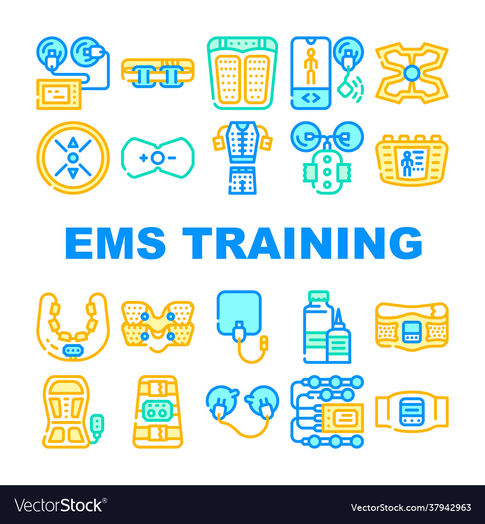 Ems Training Device Collection Icons Set Vector Image