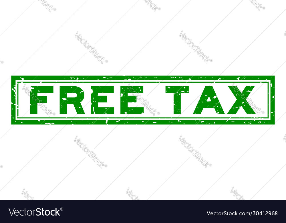 Grunge Green Free Tax Word Square Rubber Seal Vector Image