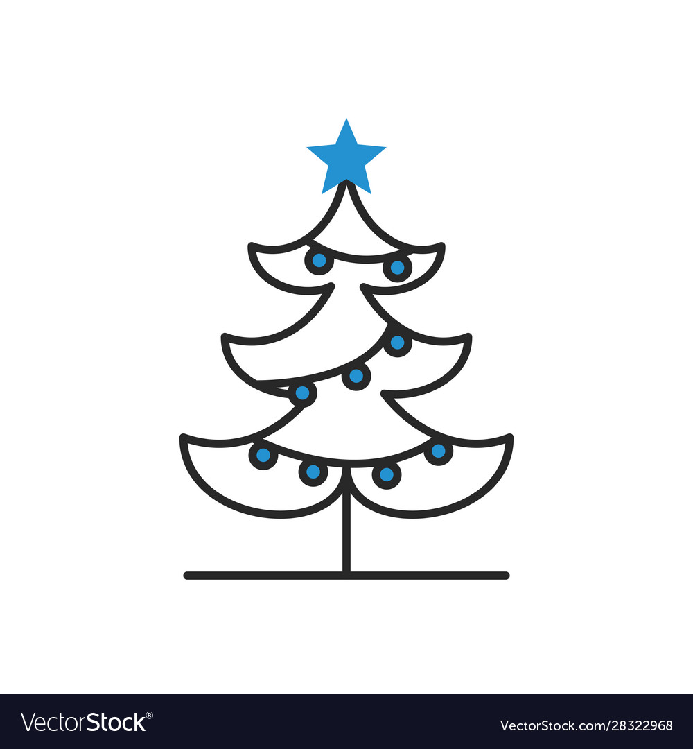 Merry Christmas Pine Tree Icon Royalty Free Vector Image