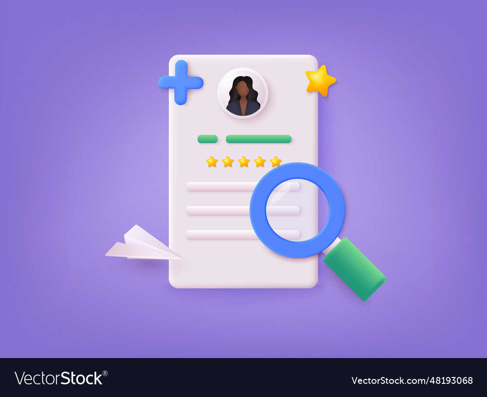 Cv And Magnifying Glass Concept Of Professional Vector Image