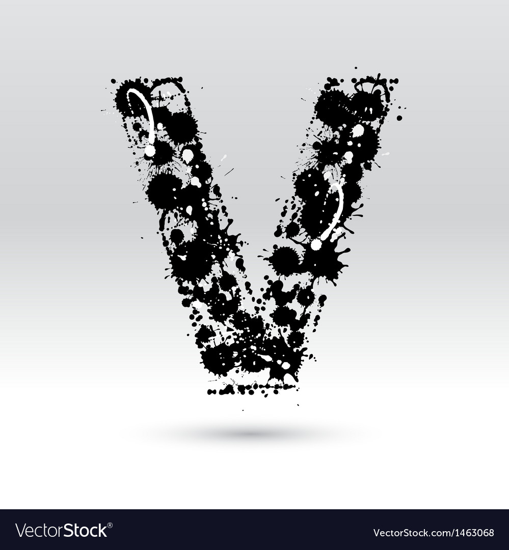 Letter V Formed By Inkblots Royalty Free Vector Image