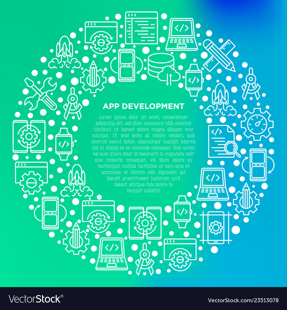 App Development Concept In Circle Royalty Free Vector Image