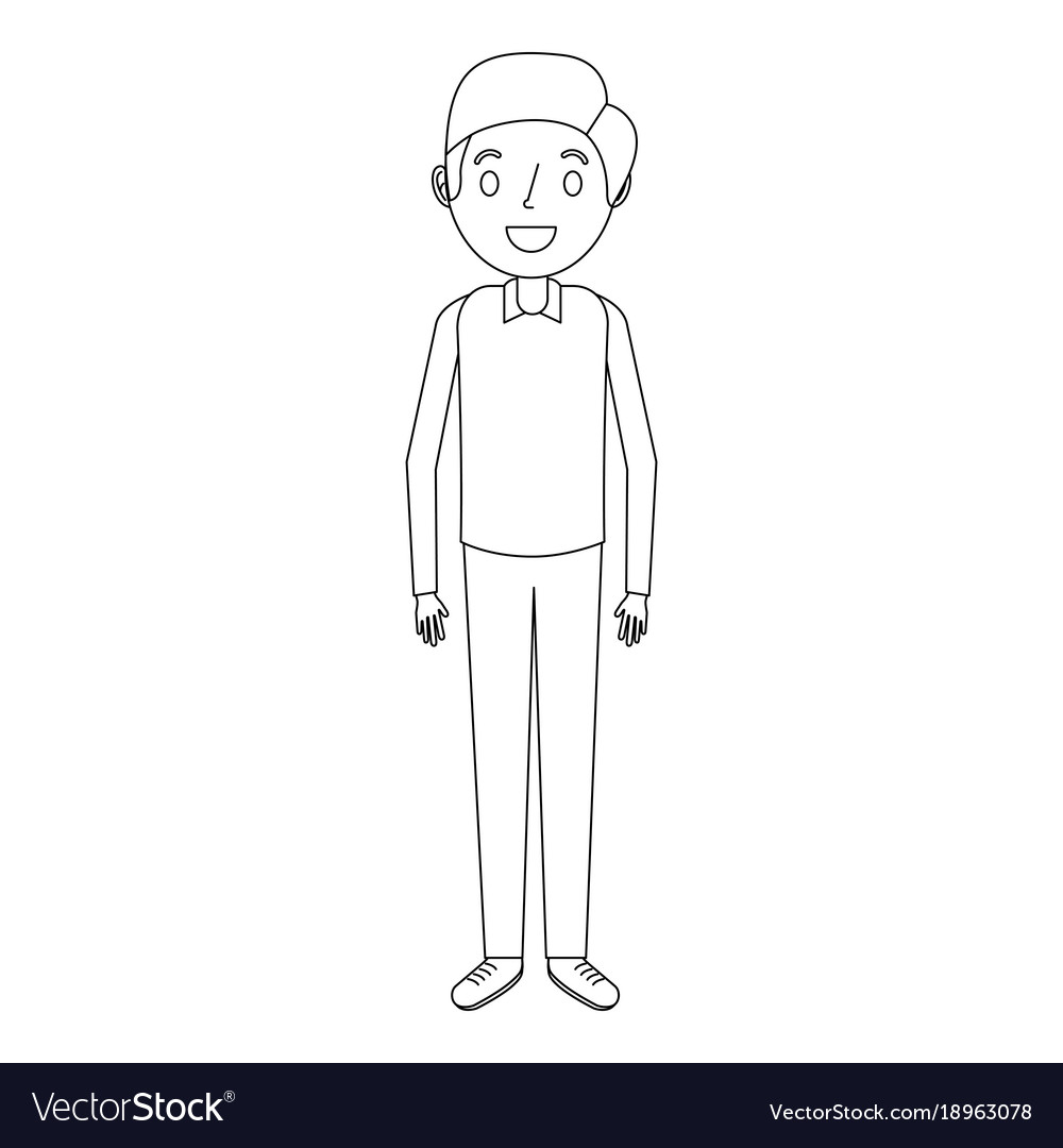 Cartoon Man Male Character Standing Person Vector Image